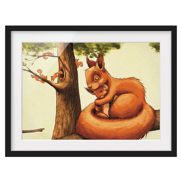 Squirrel Mother -Picture Frame Art Print on Paper East Urban Home Size: 50cm H x 70cm W, Frame Options: Matt black on Productcaster.