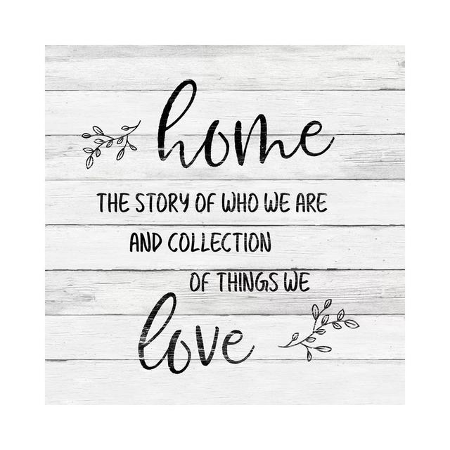 Home Love by Natalie Carpentieri - Wrapped Canvas Typography Happy Larry Size: 45.72cm H x 45.72cm W x 1.9cm D on Productcaster.