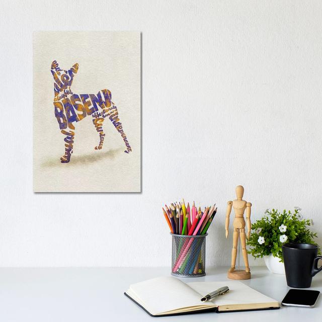 Basenji by Ayse Deniz Akerman - Wrapped Canvas Typography Happy Larry Size: 30.48cm H x 20.32cm W x 1.905cm D on Productcaster.