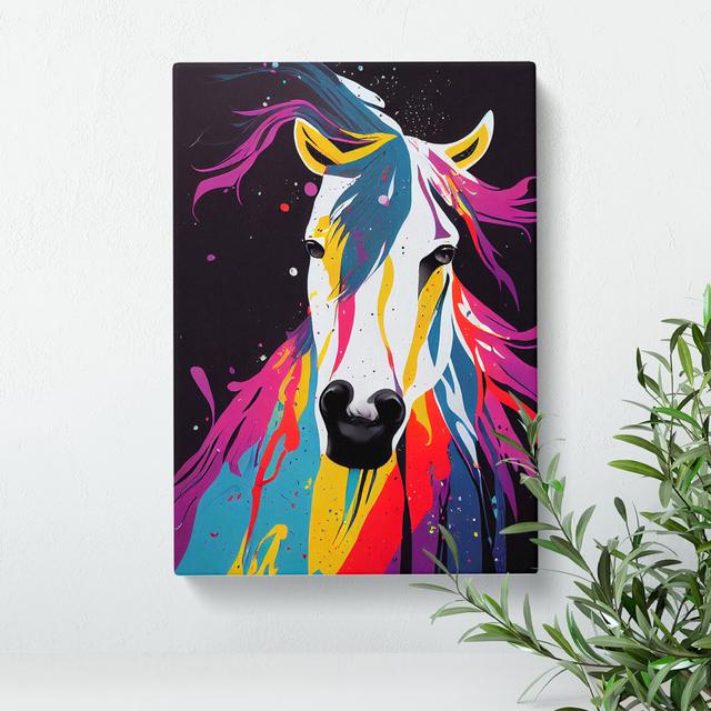 Horse Paint Splash No.4 Abstract - Wrapped Canvas Painting Natur Pur Size: 50cm H x 35cm W x 3cm D on Productcaster.