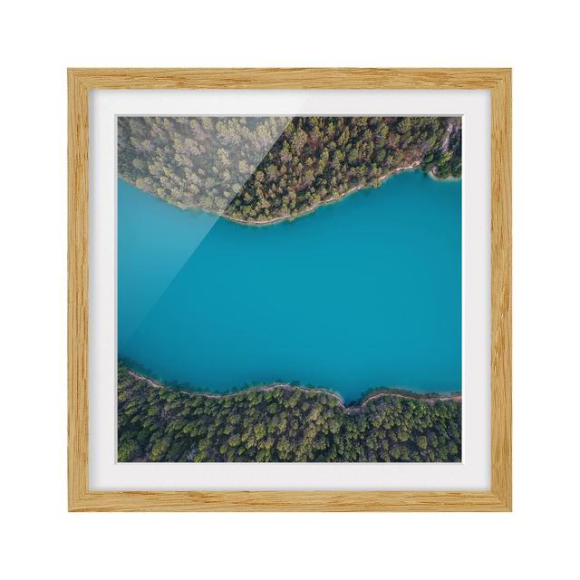 Aerial View - Deep Blue Lake - Picture Frame Photograph Union Rustic Size: 50cm H x 50cm W x 2cm D, Frame Option: Brown Framed on Productcaster.