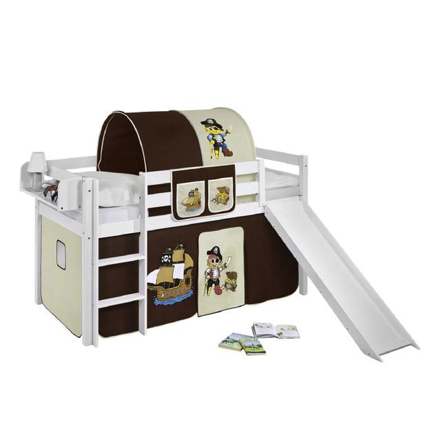 Pirate Single (3') Mid Sleeper Bed Lilokids Fabric Colour: Brown/Beige on Productcaster.