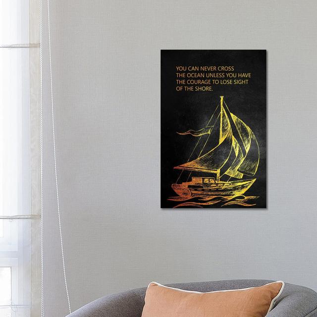 Cross the Ocean by Adrian Baldovino - Wrapped Canvas Typography Happy Larry Size: 66.04cm H x 45.72cm W x 1.91cm D on Productcaster.