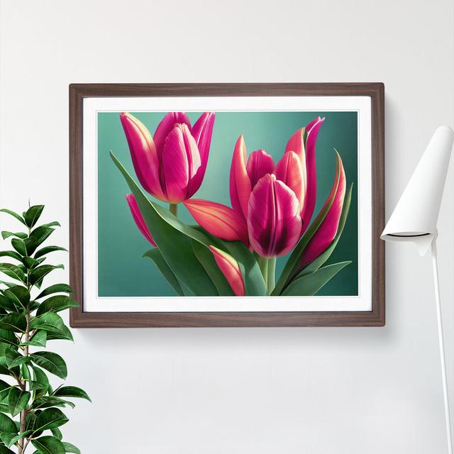 Picturesque Tulip Flowers - Single Picture Frame Print Marlow Home Co. Size: 34cm H x 46cm W x 2cm D, Format: Walnut Framed on Productcaster.