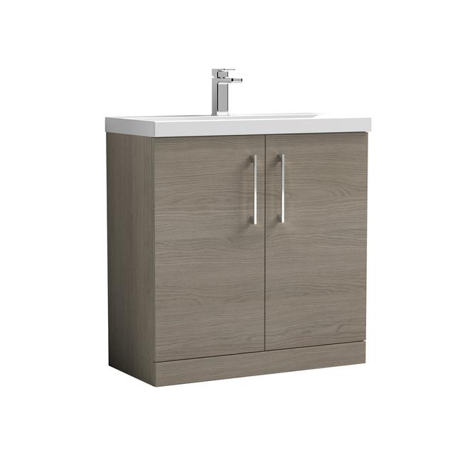 Arno 800mm Free-standing Single Vanity Unit Nuie Base Finish: Oak on Productcaster.