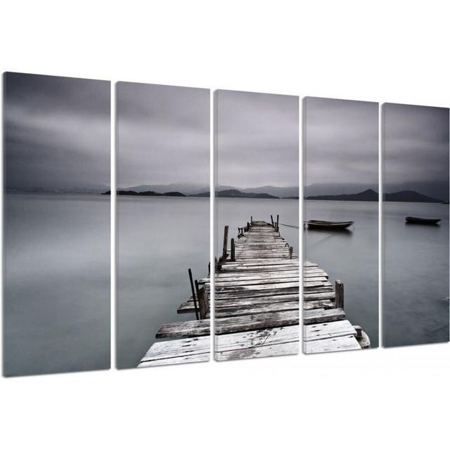 Bridge and Boat - Photographic Print Set on Canvas Brayden Studio Size: 120cm H x 250cm W on Productcaster.