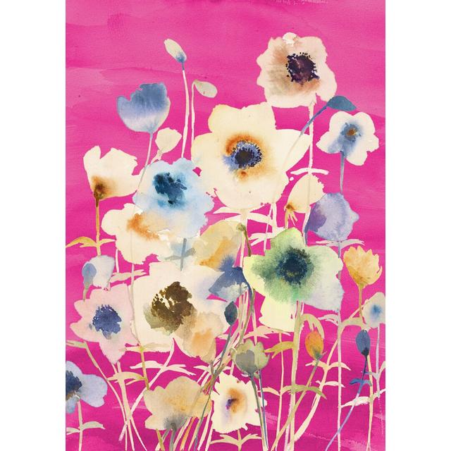 The Flowers Bright Magenta 1 - Wrapped Canvas Painting Rosalind Wheeler Size: 61cm H x 91cm W x 3.8cm D on Productcaster.