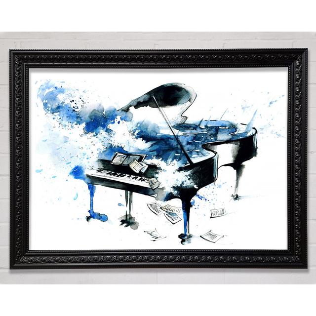 Piano Blues Framed Print Ivy Bronx Format: Black Framed Paper, Size: 100cm H x 141.4cm W x 3cm D on Productcaster.