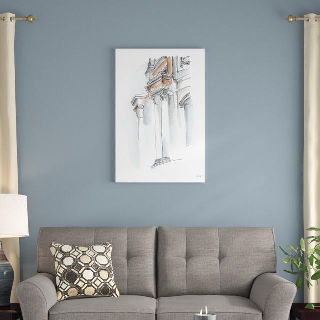 European Watercolor Sketches IV by Ethan Harper - Wrapped Canvas Painting Print Blue Elephant Size: 91cm H x 61cm W on Productcaster.