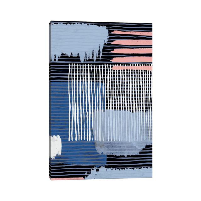 Abstract Striped Geo Navy by Ninola Design - Wrapped Canvas Graphic Art Metro Lane on Productcaster.