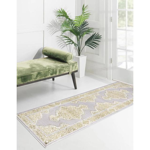 Carenda Floral Machine Woven Ochre Area Rug Latitude Vive Rug Size: Rectangle 60 x 110cm on Productcaster.