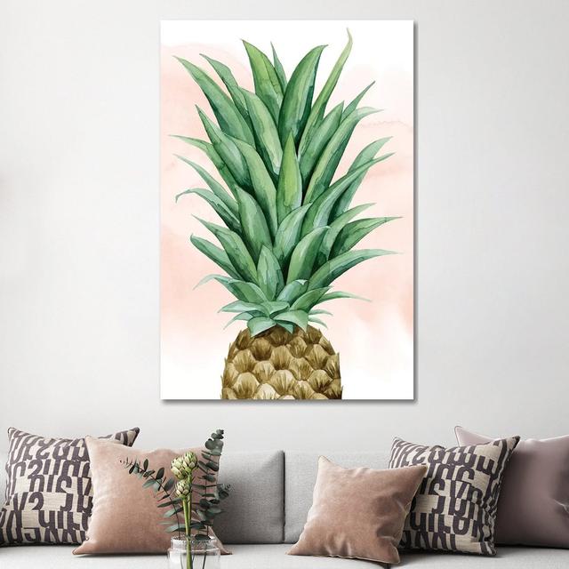 Pineapple On Coral II by Grace Popp - Wrapped Canvas Painting 17 Stories Size: 152.4cm H x 101.6cm W x 3.81cm D on Productcaster.