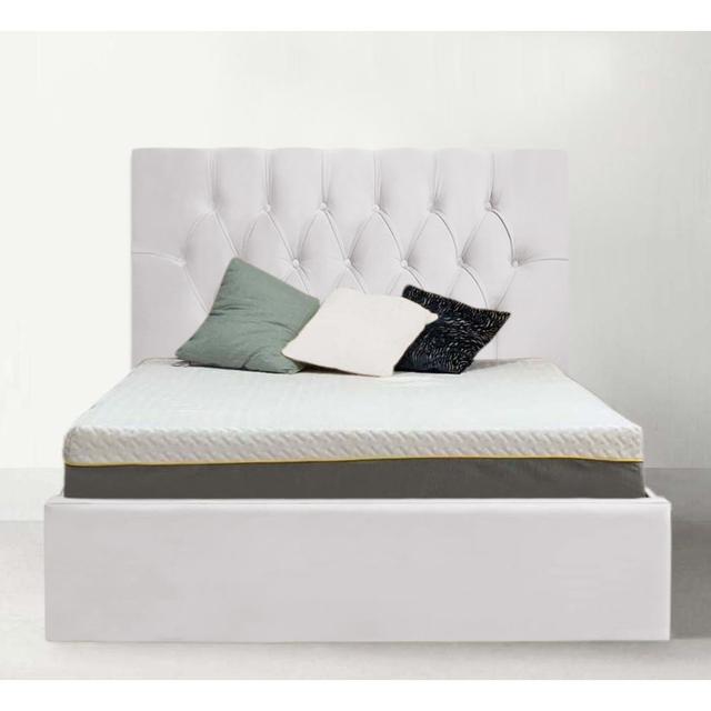 Azaliya Upholstered Bed Canora Grey Colour: White, Size: Kingsize (5') on Productcaster.