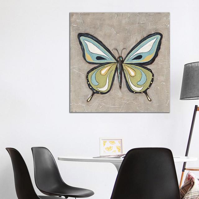 Graphic Spring Butterfly I by Jade Reynolds - Wrapped Canvas Print Brambly Cottage Size: 93.98cm H x 93.98cm W x 1.91cm D on Productcaster.