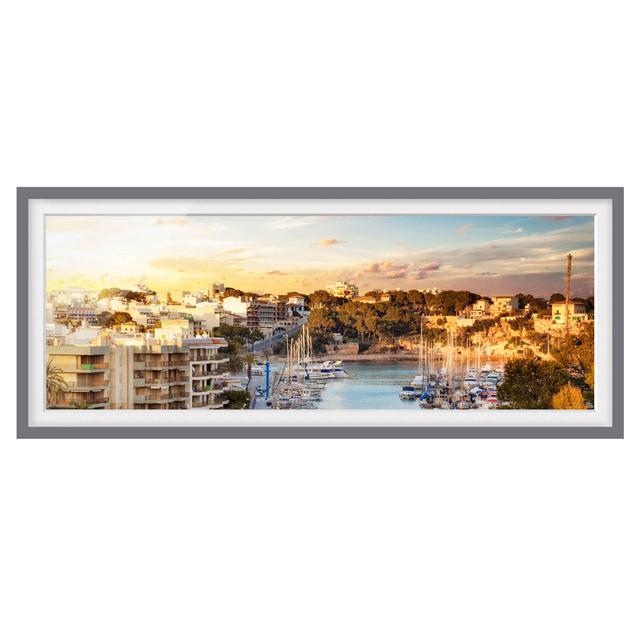 Sunny Porto Cristo - Picture Frame Graphic Art Ebern Designs Size: 50cm H x 130cm W x 2cm D, Frame Option: Grey Framed on Productcaster.