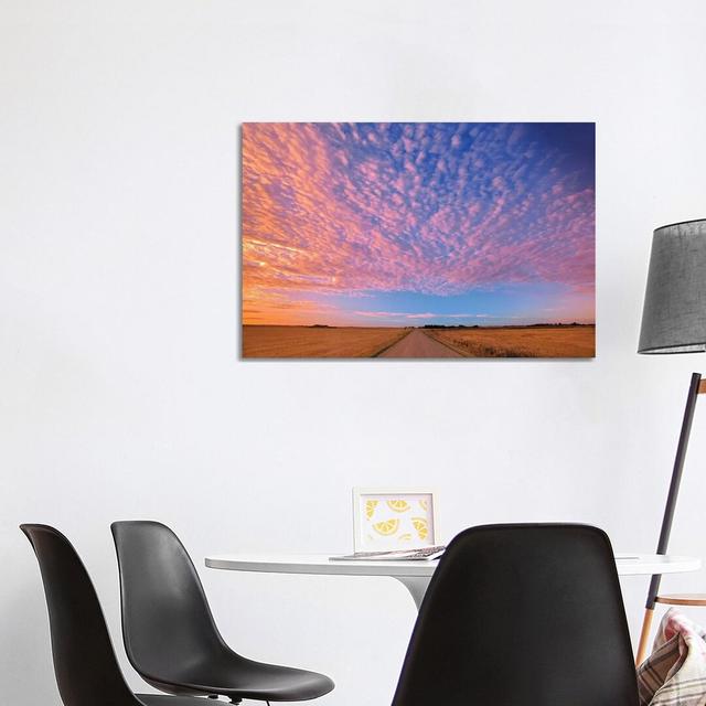 Canada, Saskatchewan, Lepine. Clouds Over Prairie Road At Sunrise. by Jaynes Gallery - Wrapped Canvas Gallery-Wrapped Canvas Giclée Brayden Studio Siz on Productcaster.