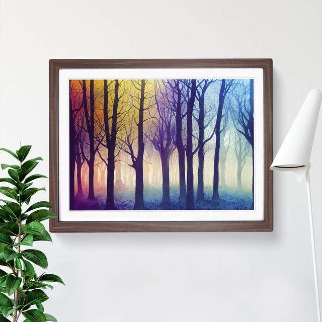 Illuminating Colourful Forest - Single Picture Frame Print Marlow Home Co. Size: 34cm H x 46cm W x 2cm D, Frame Colour: Walnut on Productcaster.