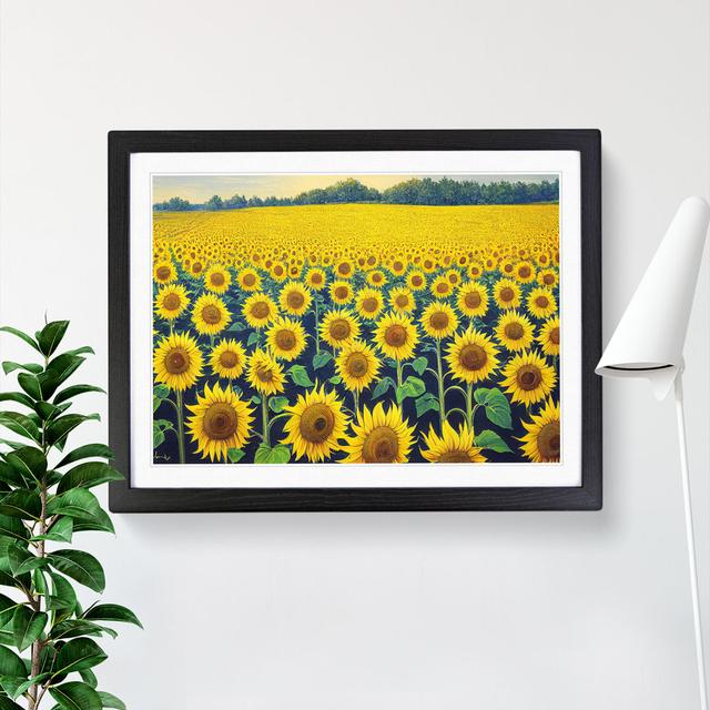 Cute Sunflower Field - Picture Frame Painting Brambly Cottage Frame Colour: Black, Size: 34cm H x 46cm W x 2cm D on Productcaster.