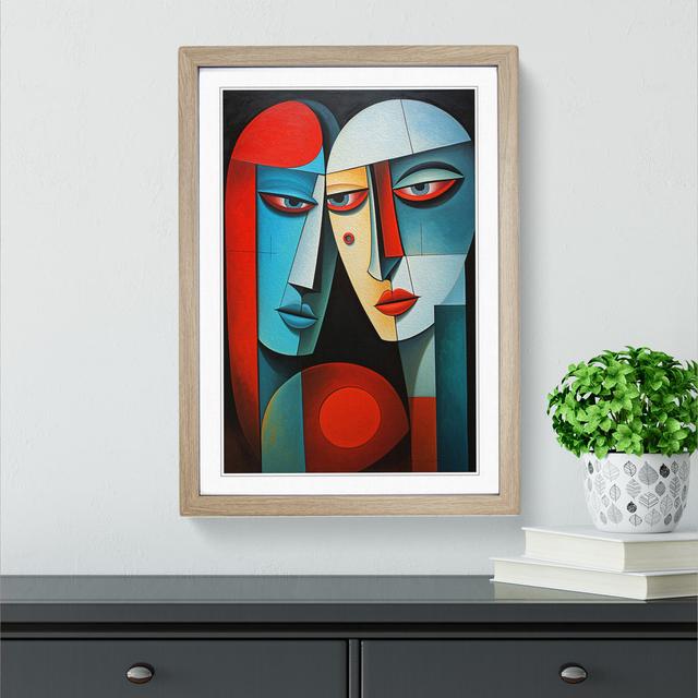 Two Men In Love Cubism - Single Picture Frame Print on Wood Metro Lane Format: Oak Framed, Size: 64cm H x 46cm W on Productcaster.