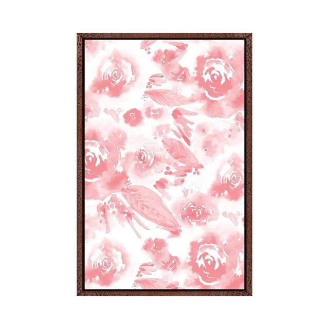 Blush Flowers Fleur De Lis Living Size: 101.6cm H x 66.04cm W x 3.81cm D, Format: Classic Brown Wood Framed on Productcaster.