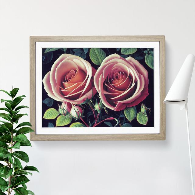 Head Turning Rose Flowers - Picture Frame Graphic Art 17 Stories Size: 25cm H x 34cm W x 2cm D, Frame Colour: Oak on Productcaster.