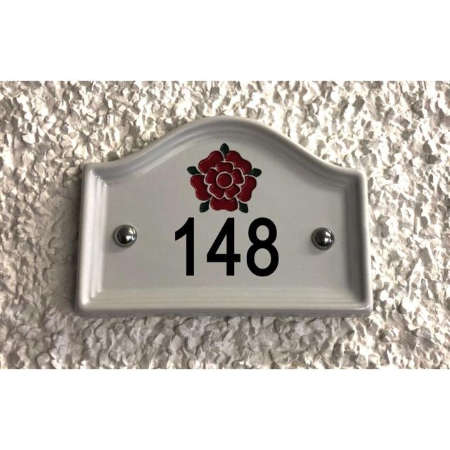 Walsham 16.5cm H Ceramic House Number Dakota Fields Colour: White, Number: 148 on Productcaster.