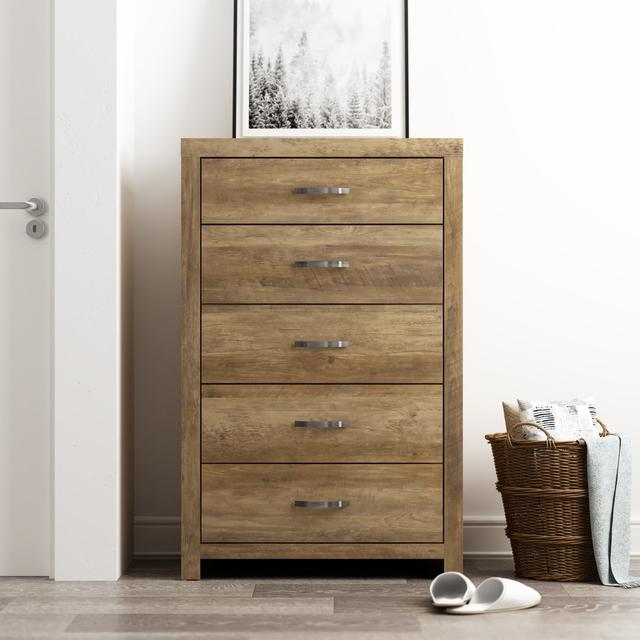 Aimaan 5 Drawer 75.2Cm W Chest Blue Elephant Colour: Summer Oak on Productcaster.