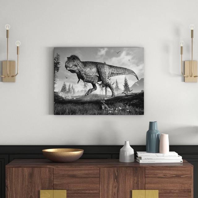 Leinwandbild „T-Rex Dinosaurier in der Natur“, Grafikdruck East Urban Home Größe: 70 cm H x 100 cm B on Productcaster.