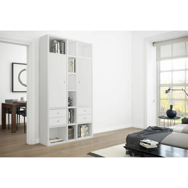 Standard-Bücherregal Jena 221 x 120 cm Ebern Designs Colour: High Gloss White on Productcaster.