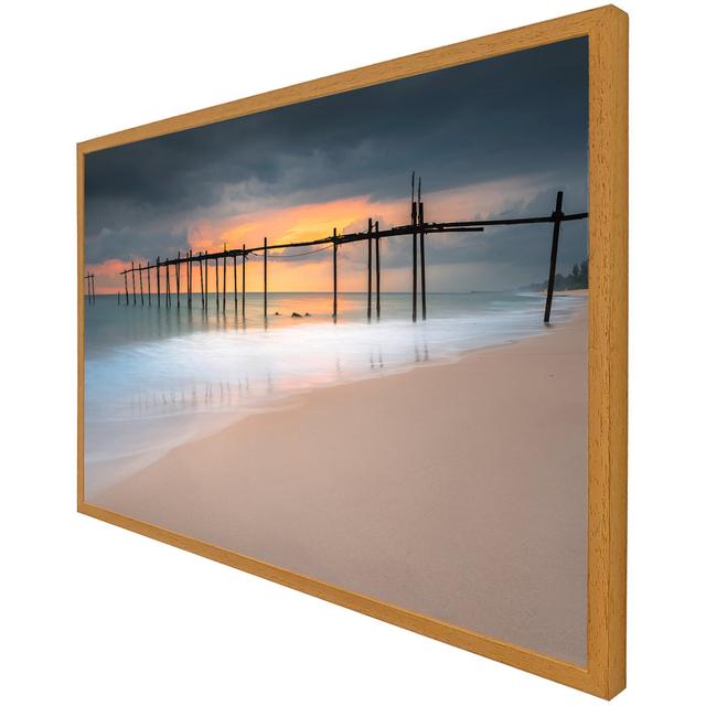 Dandrea Wood Bridge Sunset at Sea Thailand - Single Picture Frame Art Prints House of Hampton Frame Option: Black Framed, Size: 51cm H x 76cm W x 4cm on Productcaster.