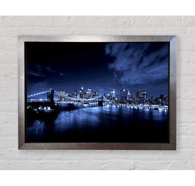 New York City Night Blues Glow - Single Picture Frame Art Prints Bright Star Size: 59.7cm H x 84.1cm W on Productcaster.