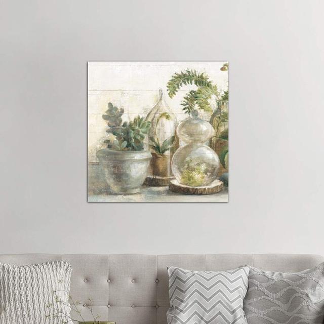 Greenhouse Orchids On Shiplap II by Danhui Nai - Wrapped Canvas Painting World Menagerie Size: 93.98cm H x 93.98cm W x 1.91cm D on Productcaster.