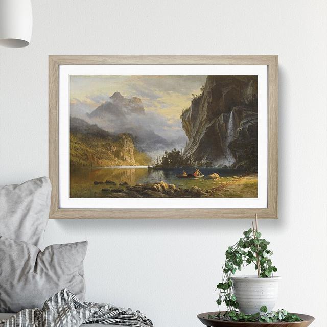 Indians Spear Fishing by Albert Bierstadt - Picture Frame Painting East Urban Home Frame Option: Oak Framed, Size: 36cm H x 48cm W x 2cm D on Productcaster.