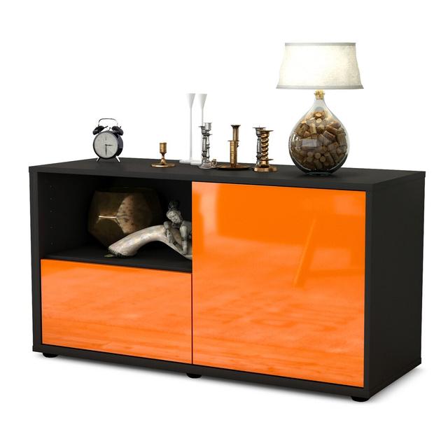 Jordy 1 Drawer 92" W Sideboard Latitude Run Body and front colour: High-gloss Orange / Matte Anthracite on Productcaster.