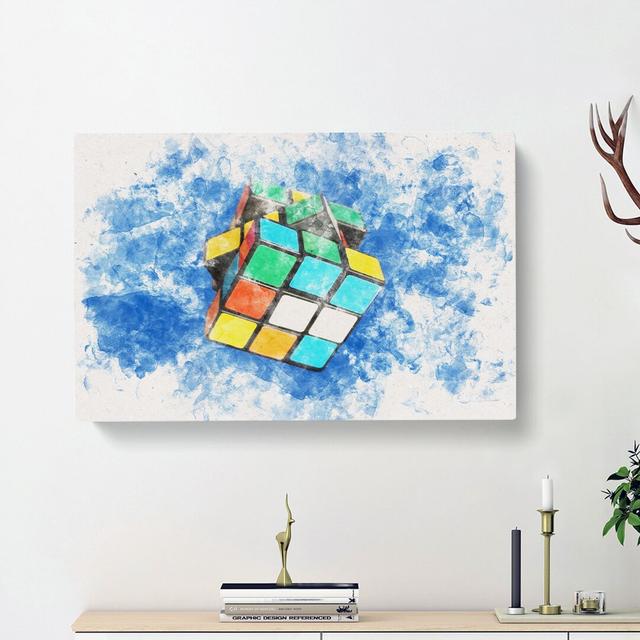 The Rubik Cube - Wrapped Canvas Graphic Art Print East Urban Home Size: 40cm H x 60cm W x 3cm D on Productcaster.