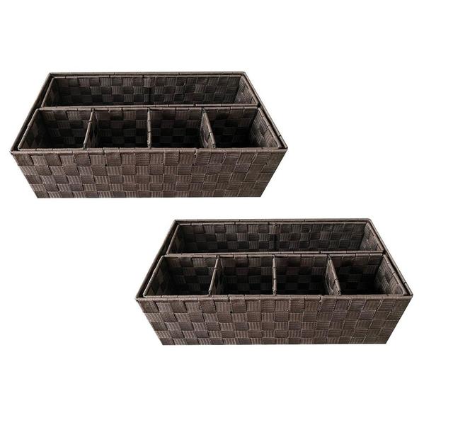 Fabric and Metal Organiser Boxes (Set of 2) Rebrilliant Colour: Brown on Productcaster.