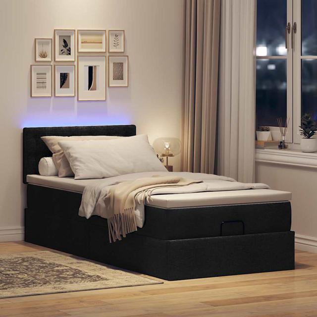 Vidaxl Ottoman-Bett Mit Matratze Schwarz 100X200 Cm Stoff Brayden Studio Größe: 100 x 200 cm, Farbe: Schwarz on Productcaster.