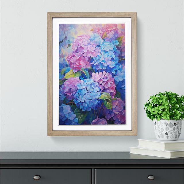 Hydrangea Impressionism - Single Picture Frame Print on Wood Big Box Art Size: 34cm H x 25cm W x 2cm D, Frame Colour: Oak Framed on Productcaster.