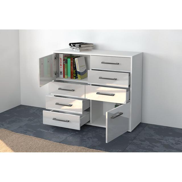 Beezie sideboard, free -standing/metal handles, size: 79x92x35cm Brayden Studio Colour: Grey/White on Productcaster.