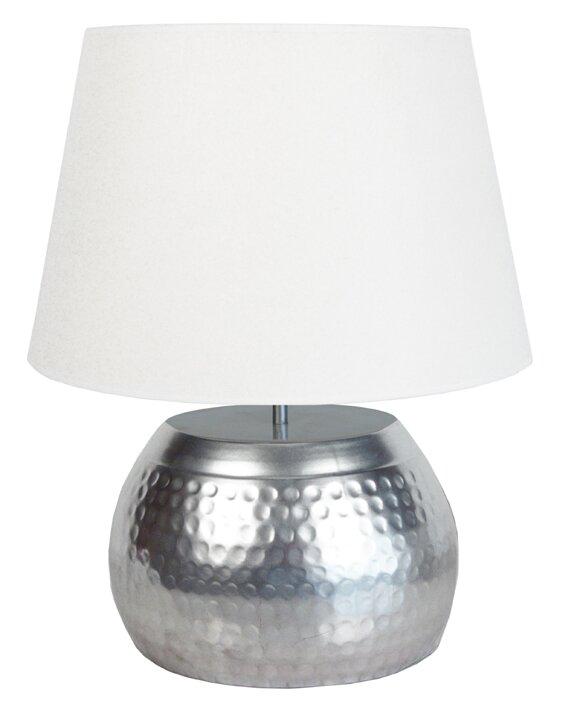 Payzley Metal Table Lamp World Menagerie Base Colour: Silver, Shade Colour: White on Productcaster.