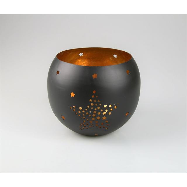 Metal Tabletop / Centrepiece Tealight Holder The Seasonal Aisle Size: 40 cm H x 40 cm W x 40 cm D, Colour: Black/Gold on Productcaster.