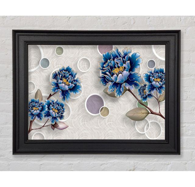 Blue Stunning Flower Circles - Single Picture Frame Print Rosalind Wheeler Size: 100cm H x 141.4cm W x 8cm D on Productcaster.