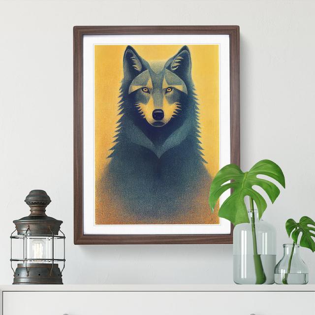 Retro Wolf - Single Picture Frame Print Alpen Home Frame Colour: Brown Framed, Size: 46cm H x 34cm W x 2cm D on Productcaster.