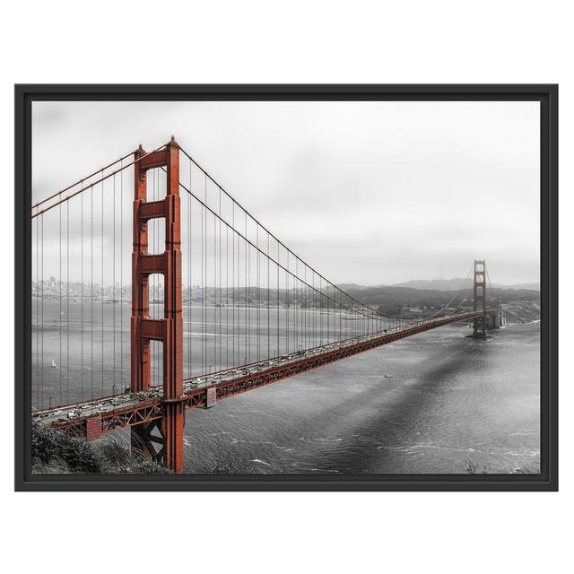 Golden Gate Bridge Floater Frame Graphic Art Print auf Papier East Urban Home Farbe: Rot/Grau, Größe: 60 cm H x 80 cm B x 2,4 cm T on Productcaster.