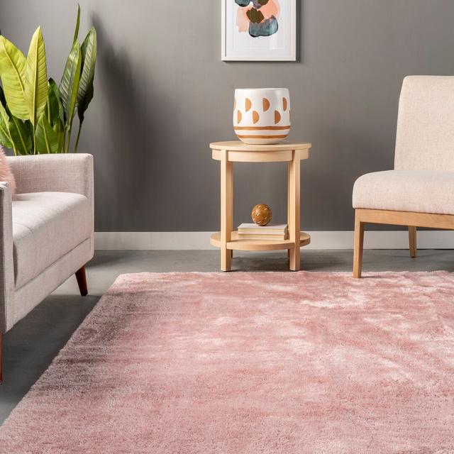 Solid Colour Machine Woven Pink Area Rug Blue Elephant Rug Size: Rectangle 122 x 183cm on Productcaster.