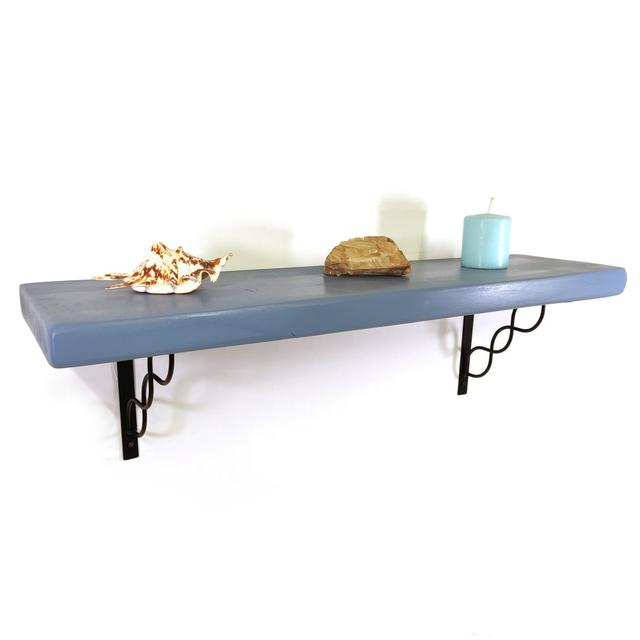 Wooden Rustic Shelf With Bracket WPRP 170Mm 7 Inches Nordic Blue Ebern Designs Size: 19cm H x 50cm W x 17.5cm D on Productcaster.