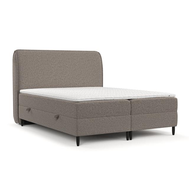 Stilvolles Boxspringbett Melba mit Visco-Schaum Topper mit Algenbezug Maison de Rêve Farbe: Braun, Größe: 160 x 200 cm on Productcaster.