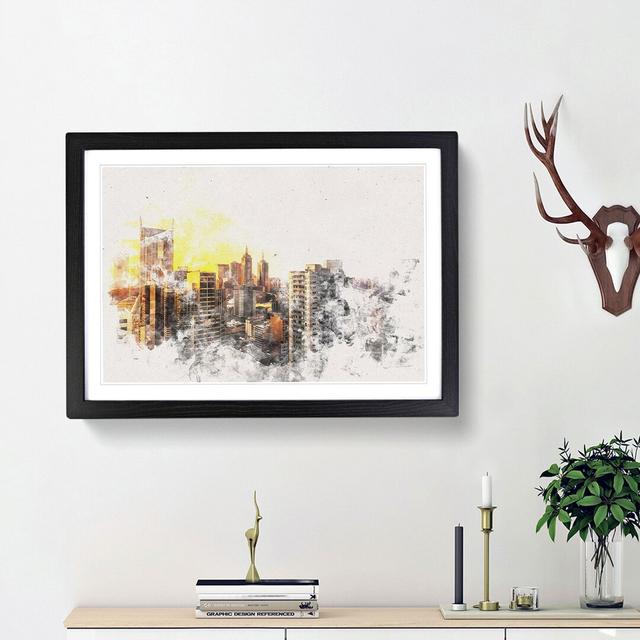 Melbourne Australia Skyline Abstract Watercolour - Picture Frame Graphic Art Print East Urban Home Frame Option: Black Framed, Size: 24cm H x 33cm W x on Productcaster.