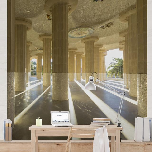 Lit Columns Barcelona Semi-Gloss Wallpaper Roll East Urban Home Size: 1.92m x 192cm, Material quality: Premium (130 g/m²) on Productcaster.