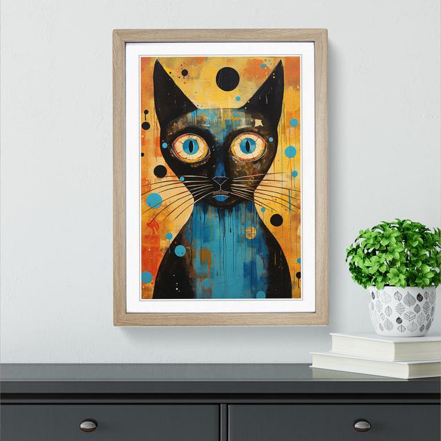 Siamese Cat Expressionism No.3 - Single Picture Frame Print on Wood Marlow Home Co. Frame Colour: Oak , Size: 34cm H x 25cm W x 2cm D on Productcaster.